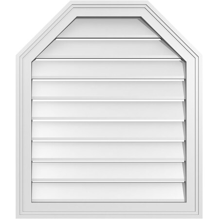 Ekena Millwork Octagonal Top Surface Mount PVC Gable Vent w/ 2"W x 1-1/2"P Brickmould Frame, 24"W x 28"H GVPOT24X2802SF